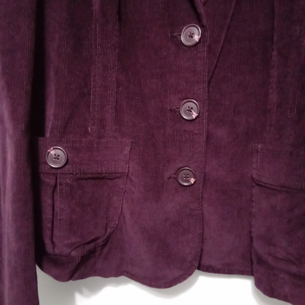 St. John's Bay Plum Faux Suede Button-Front Blazer Jacket, Size Large - Picture 3 of 8